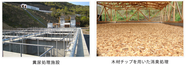 糞尿処理施設、木材チップを用いた消臭処理